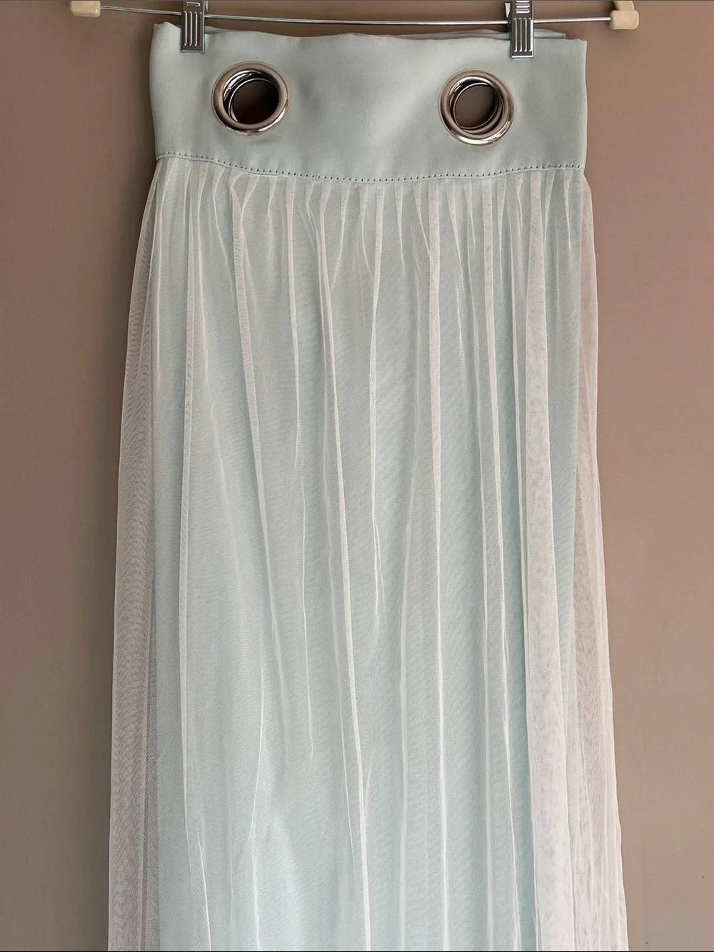 Brockham Solid Tulle Overlay Room Darkening Grommet Mint 63” Curtains Panels
